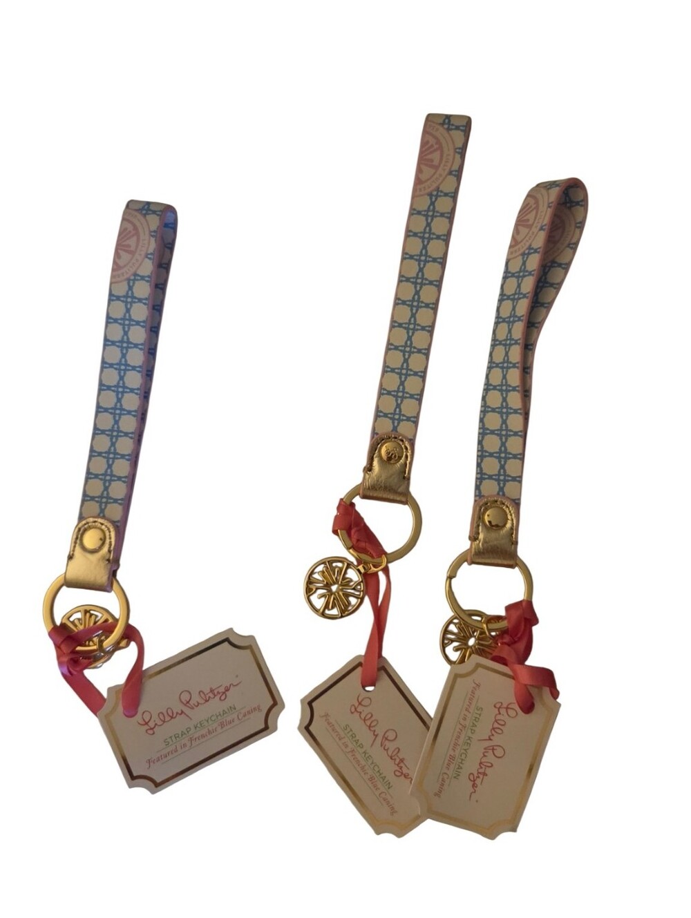 Lilly Pulitzer "Frenchie Blue Caning" Strap Keychain